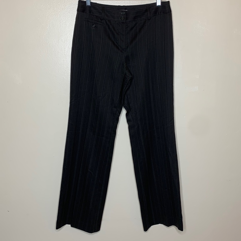 ANN TAYLOR Trousers Charcoal Pinstripe Lined Corporate Career Wear Virgin WOOL